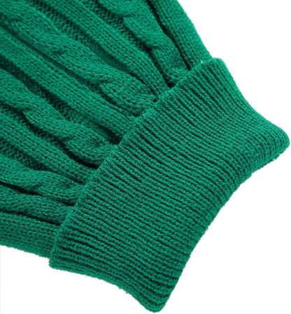 Small Dog Sweaters Knitted Pet Cat Warm Dog Sweatshirt Winter Clothes Kitten Puppy Sweater (Xx-Small, Green)